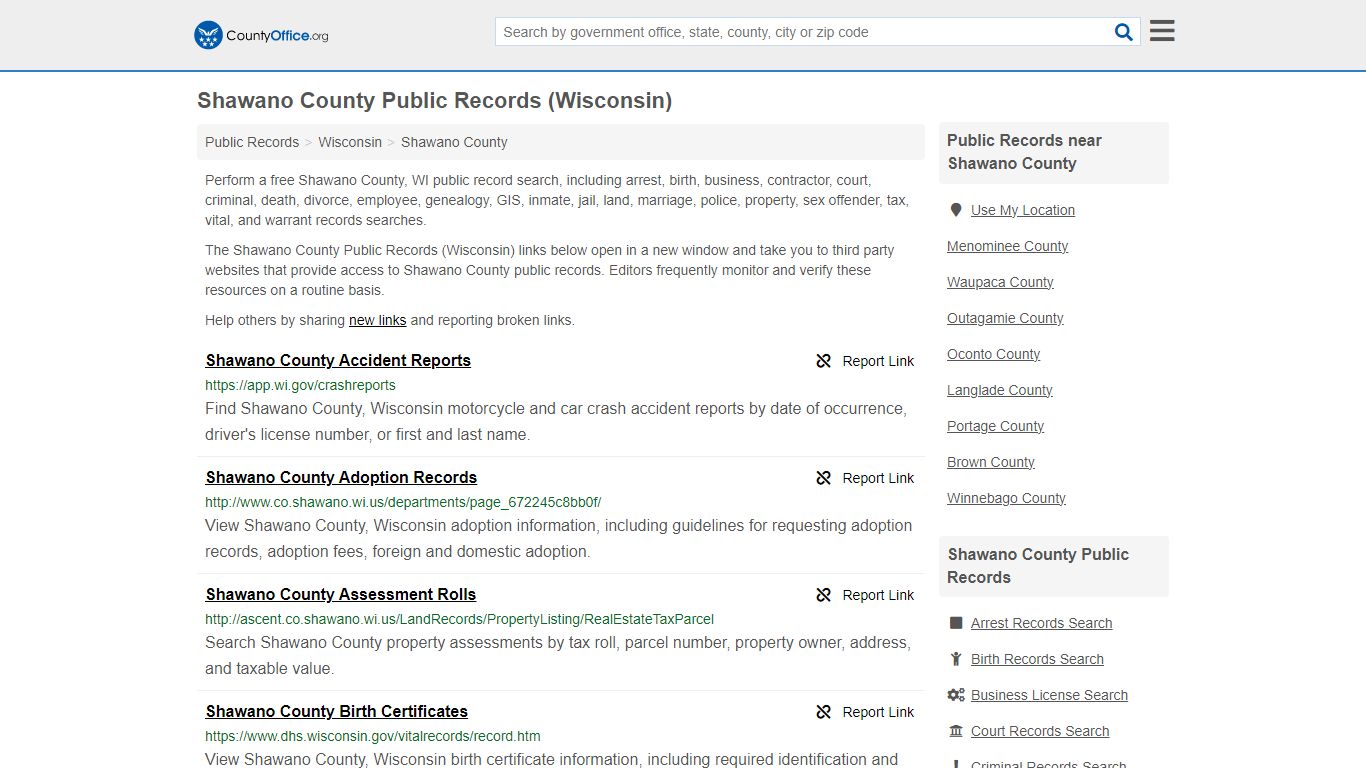 Public Records - Shawano County, WI (Business, Criminal, GIS, Property ...