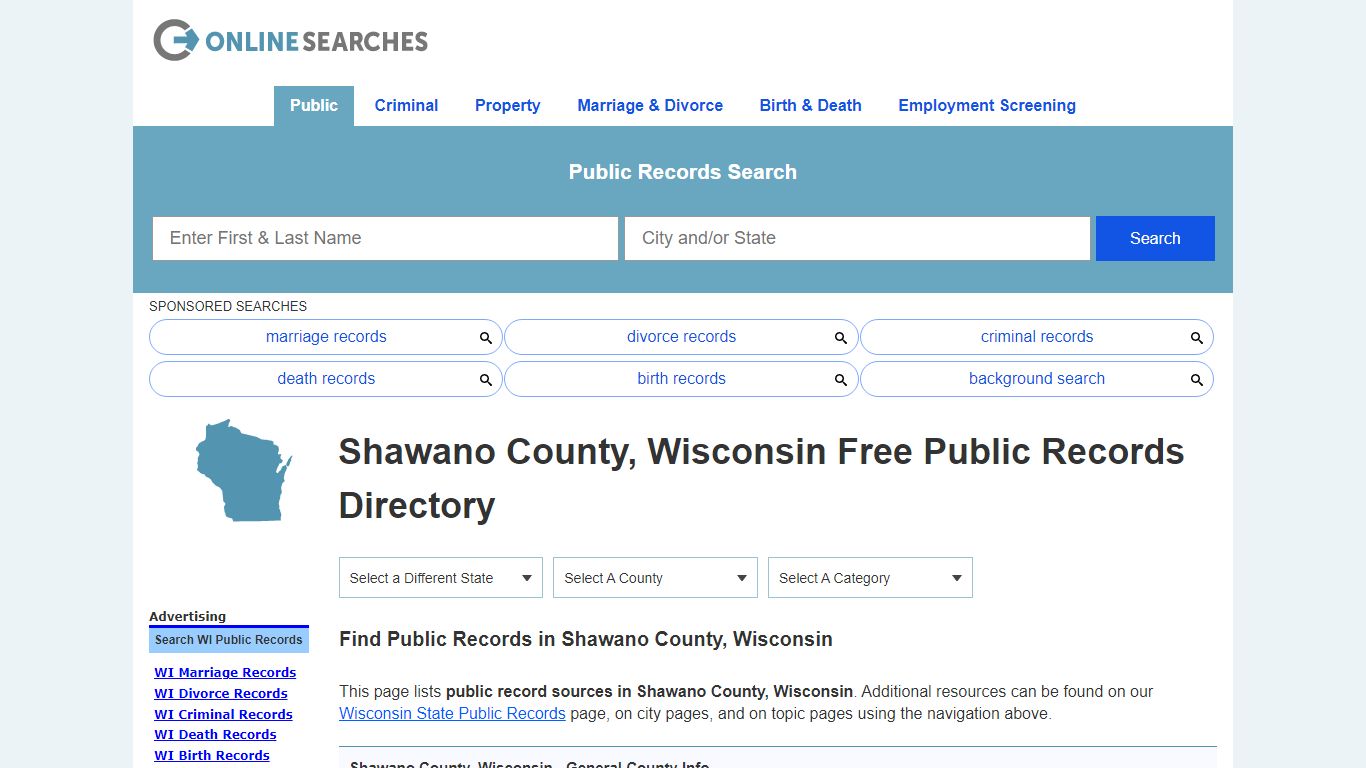 Shawano County, Wisconsin Public Records Directory