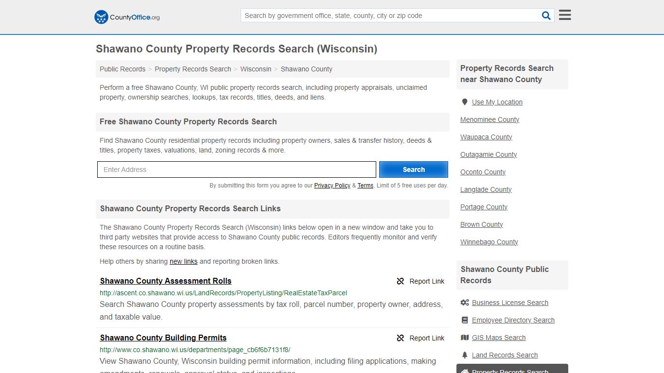 Shawano County Property Records Search (Wisconsin) - County Office