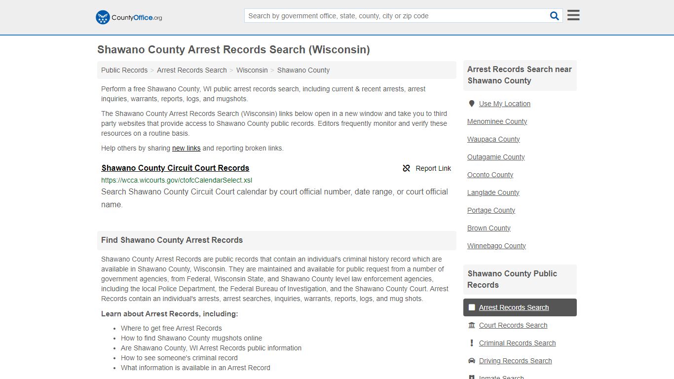 Arrest Records Search - Shawano County, WI (Arrests & Mugshots)